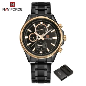 NAVIFORCE Original Men's Casual Waterproof Stainless Steel Quartz Double Date Watch JNF9089