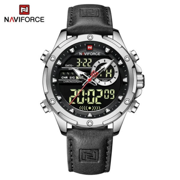 NAVIFORCE Men's Watch Original LED Light Leather Strap Waterproof NF9208 - Image 3