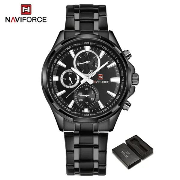 NAVIFORCE Original Men's Casual Waterproof Stainless Steel Quartz Double Date Watch JNF9089 - Image 4