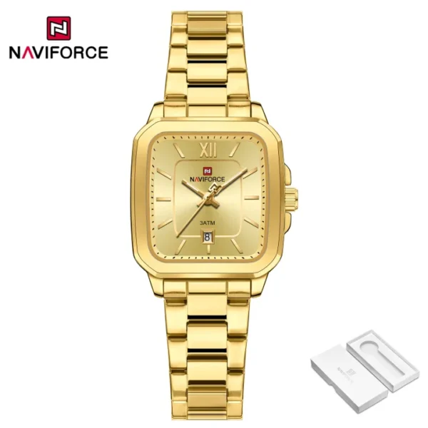NAVIFORCE Original Women's Watch Square Quartz Casual 30m Waterproof Stainless Steel Strap Fashion Women Luminous NF9239L - Image 3