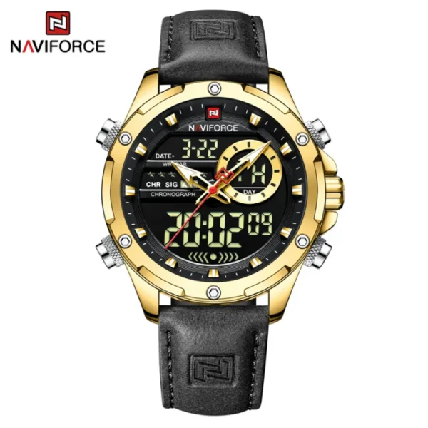 NAVIFORCE Men's Watch Original LED Light Leather Strap Waterproof NF9208 - Image 6