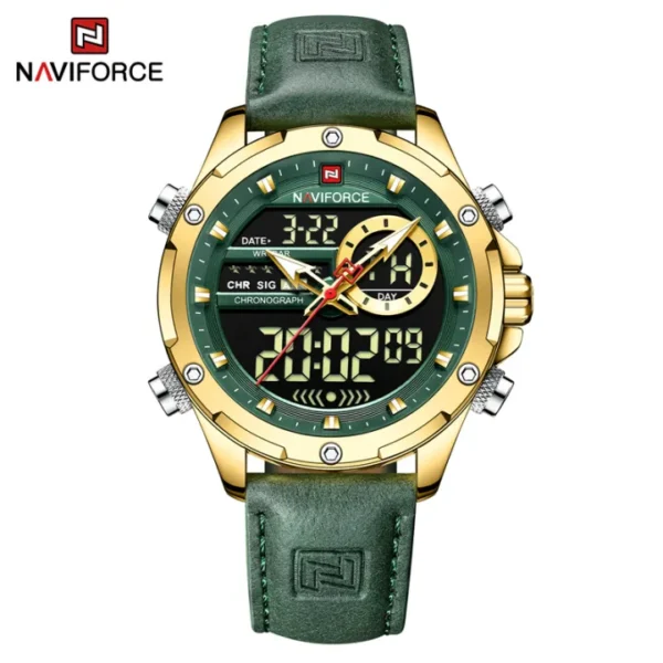 NAVIFORCE Men's Watch Original LED Light Leather Strap Waterproof NF9208 - Image 5