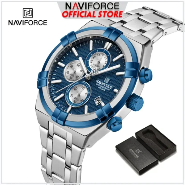 NAVIFORCE Men's Watch Waterproof Genuine Stainless Steel Stopwatch with Box 8042 - Image 4