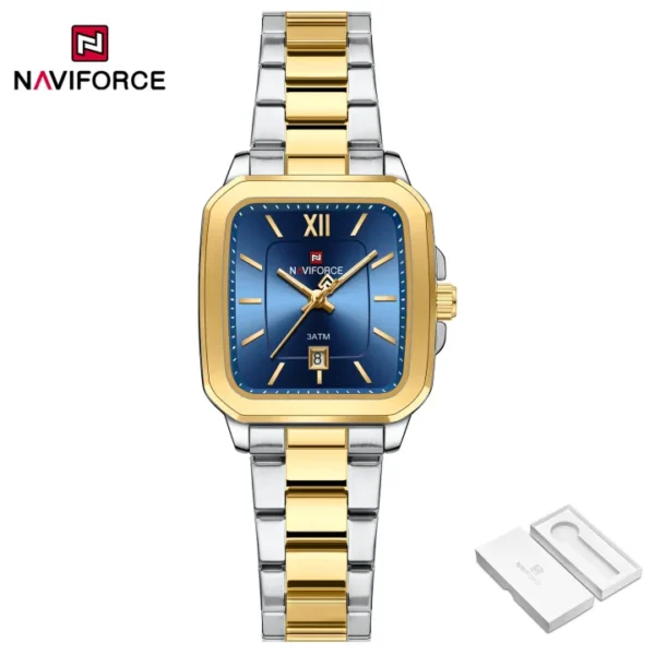 NAVIFORCE Original Women's Watch Square Quartz Casual 30m Waterproof Stainless Steel Strap Fashion Women Luminous NF9239L