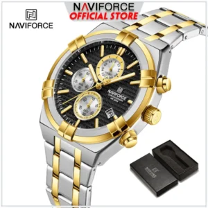 NAVIFORCE Men's Watch Waterproof Genuine Stainless Steel Stopwatch with Box 8042