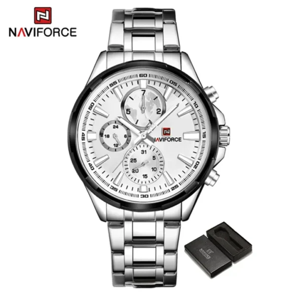 NAVIFORCE Original Men's Casual Waterproof Stainless Steel Quartz Double Date Watch JNF9089 - Image 2