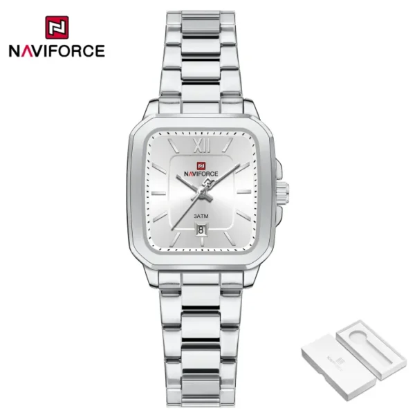 NAVIFORCE Original Women's Watch Square Quartz Casual 30m Waterproof Stainless Steel Strap Fashion Women Luminous NF9239L - Image 8