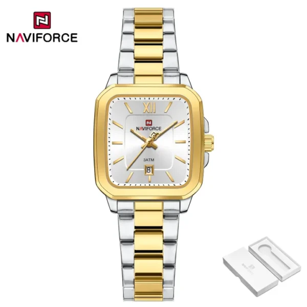NAVIFORCE Original Women's Watch Square Quartz Casual 30m Waterproof Stainless Steel Strap Fashion Women Luminous NF9239L - Image 4