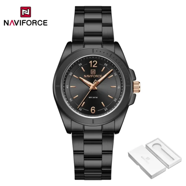NAVIFORCE Women's Casual Quartz Watch Genuine Stainless Steel Strap 3ATM Waterproof Fashion Watch NF5062 - Image 6