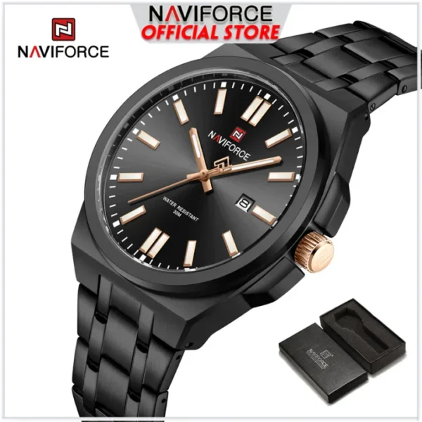 Original NAVIFORCE watch for men Casual unisex waterproof dual silver tone NF9226 - Image 5