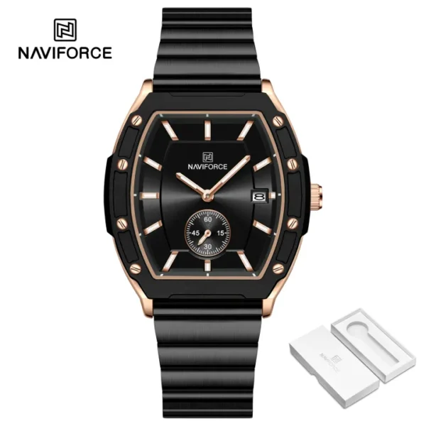 NAVIFORCE Original Watch for Women Calendar Quartz Stainless Steel Strap 30m Waterproof Casual Watch NF8068L - Image 3