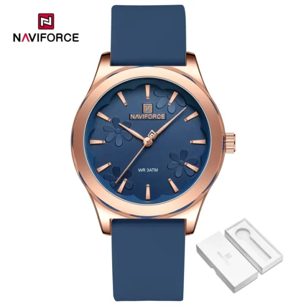 NAVIFORCE Women's Watch Fashion Elegant Casual Waterproof Watch 2024 Genuine Quartz Rubber Watch - Image 4