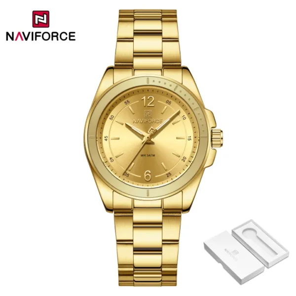 NAVIFORCE Women's Casual Quartz Watch Genuine Stainless Steel Strap 3ATM Waterproof Fashion Watch NF5062 - Image 5