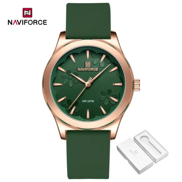 NAVIFORCE Women's Watch Fashion Elegant Casual Waterproof Watch 2024 Genuine Quartz Rubber Watch - Image 3