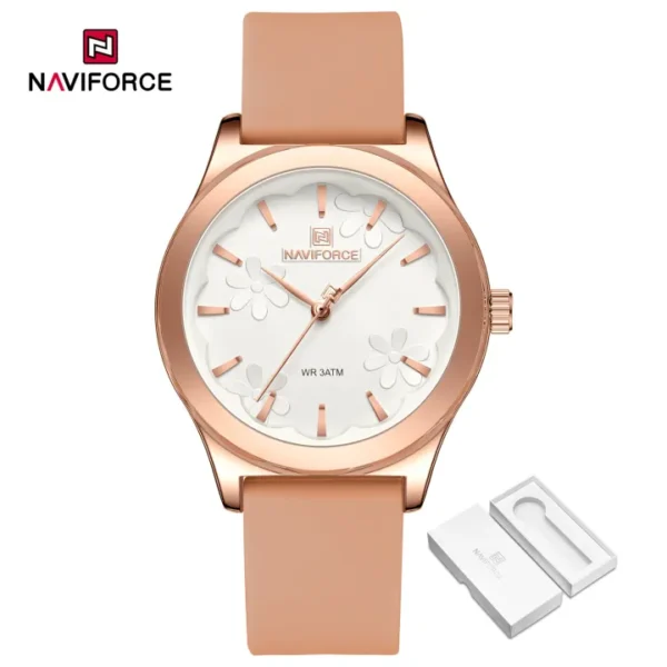 NAVIFORCE Women's Watch Fashion Elegant Casual Waterproof Watch 2024 Genuine Quartz Rubber Watch - Image 5