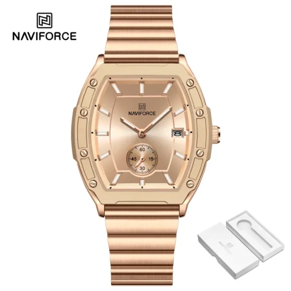 NAVIFORCE Original Watch for Women Calendar Quartz Stainless Steel Strap 30m Waterproof Casual Watch NF8068L - Image 2