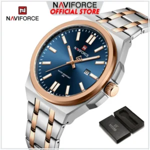 Original NAVIFORCE watch for men Casual unisex waterproof dual silver tone NF9226