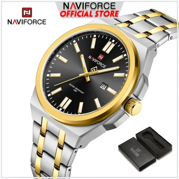 Original NAVIFORCE watch for men Casual unisex waterproof dual silver tone NF9226 - Image 3