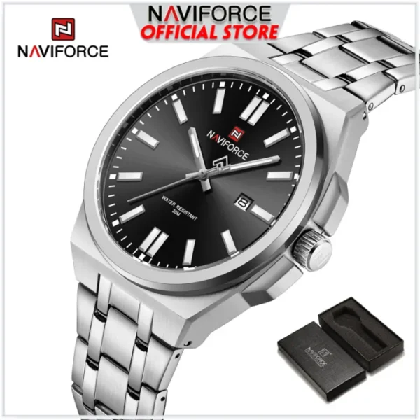 Original NAVIFORCE watch for men Casual unisex waterproof dual silver tone NF9226 - Image 6