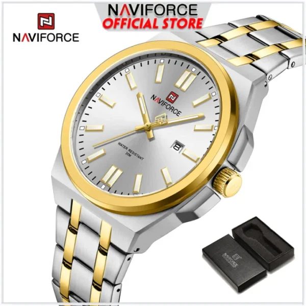 Original NAVIFORCE watch for men Casual unisex waterproof dual silver tone NF9226 - Image 4