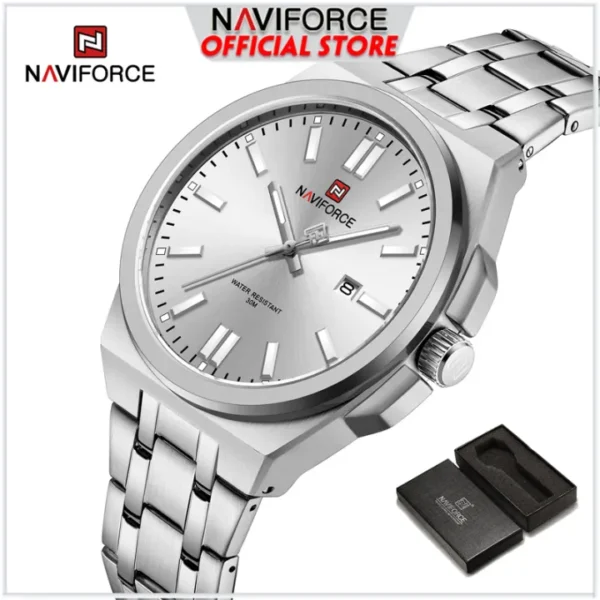 Original NAVIFORCE watch for men Casual unisex waterproof dual silver tone NF9226 - Image 7