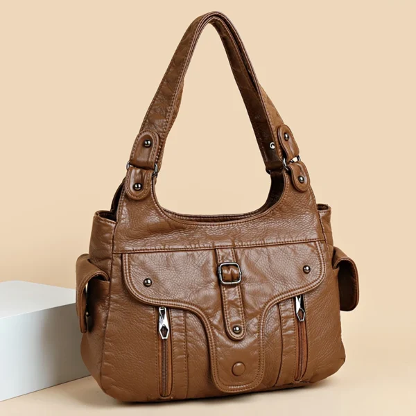 New Women's Leather Luxury Handbags Women's Tote Bags Casual Large Capacity Soft High Quality Women's Shoulder Bags 1471 - Image 3