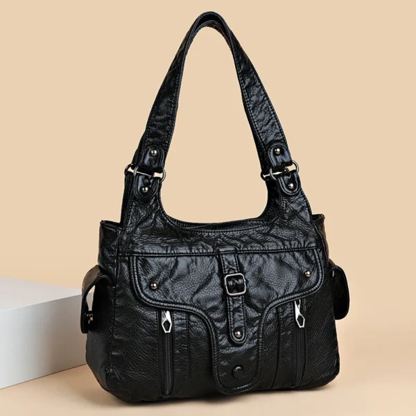 New Women's Leather Luxury Handbags Women's Tote Bags Casual Large Capacity Soft High Quality Women's Shoulder Bags 1471 - Image 2
