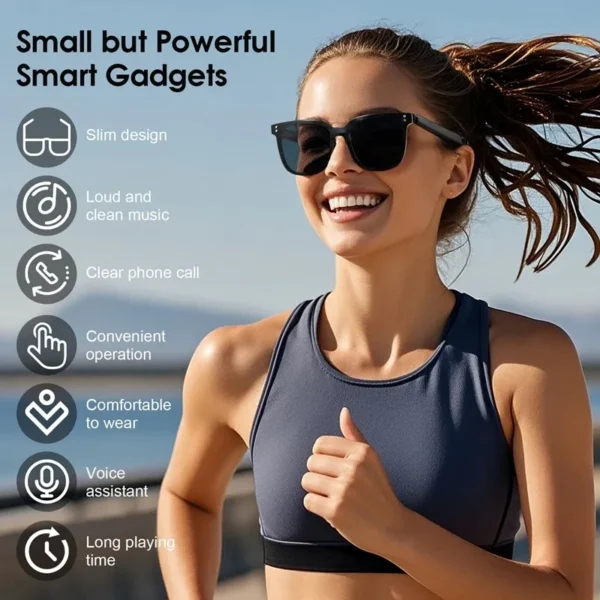 Smart Glasses with Interchangeable Lenses Bluetooth 2in1 Magnetic Sunglasses Anti Blue Light UV Protection 102 - Image 2